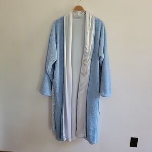 Little Giraffe Reversible‎ Lux Chenille Satin Robe Powder Blue Belted Lounge